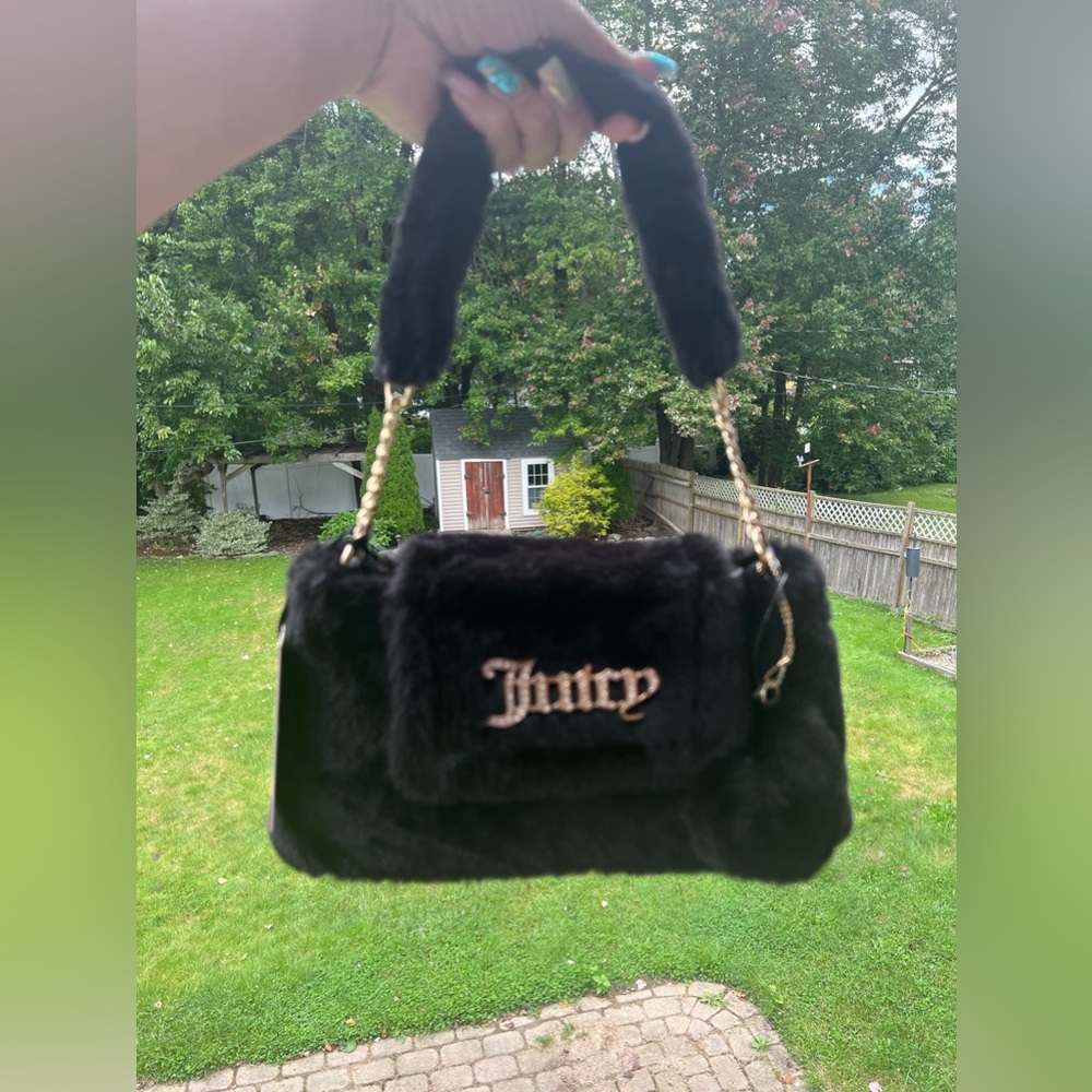 Juicy couture fuzzy black shoulder bag. NWT